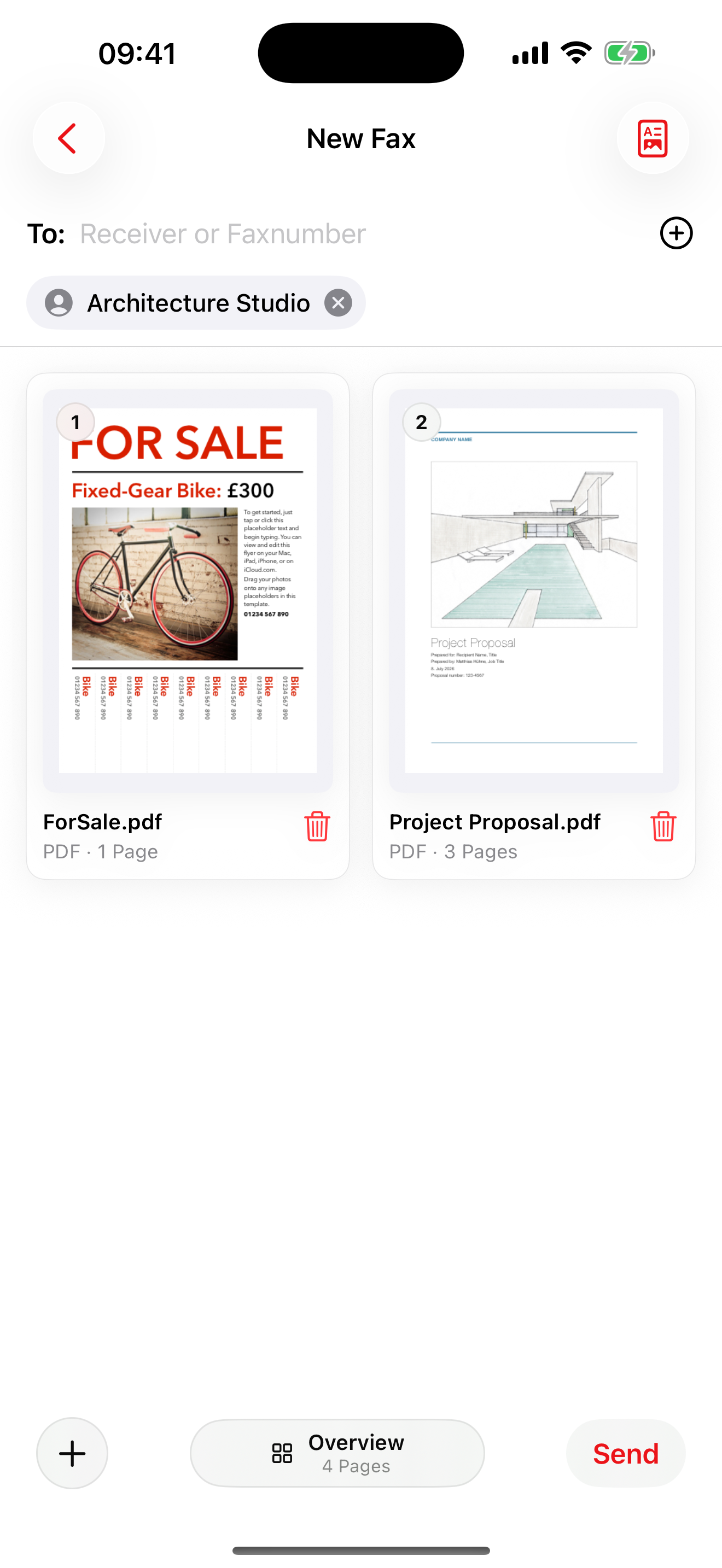 Prepare a new fax in Faxbot for iOS